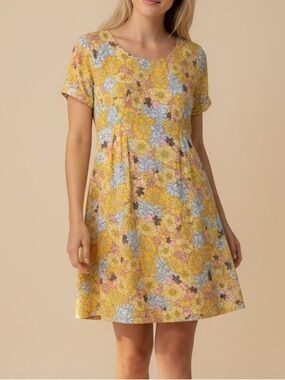 Tulle ModCloth Yellow Floral Babydoll Shift Dress